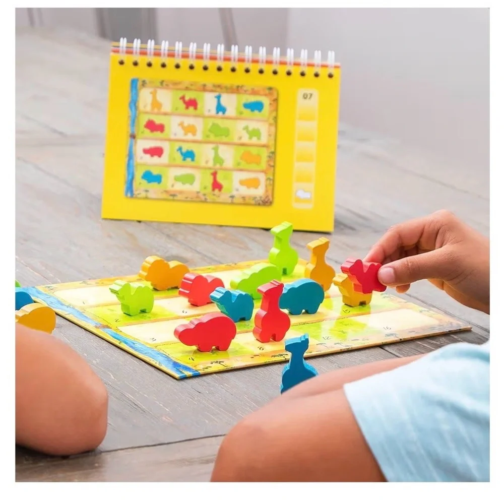 Kids AnimaLogic Board Game with Colorful Wooden Animals